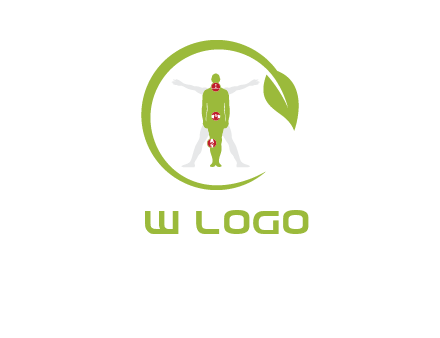 man inside leaf or sprout logo