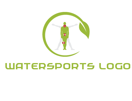 man inside leaf or sprout logo