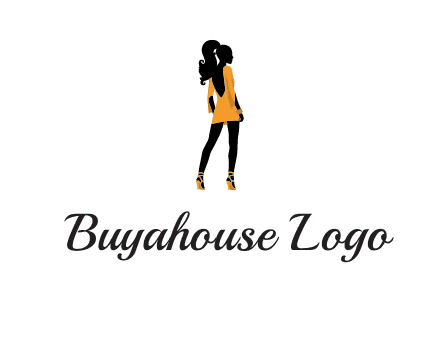 woman in yellow apparel logo