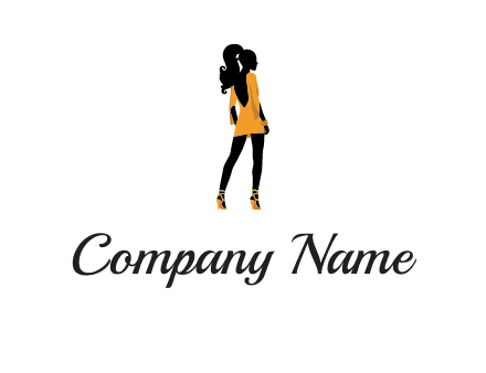 woman in yellow apparel logo