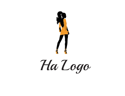 woman in yellow apparel logo