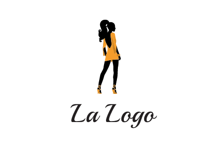 woman in yellow apparel logo