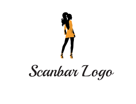 woman in yellow apparel logo