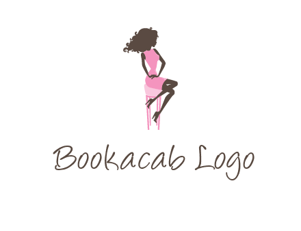 woman sitting on stool logo