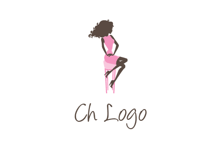 woman sitting on stool logo