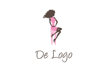 woman sitting on stool logo