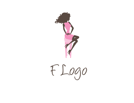 woman sitting on stool logo