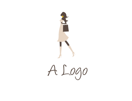 woman with purse and thigh high boots logo