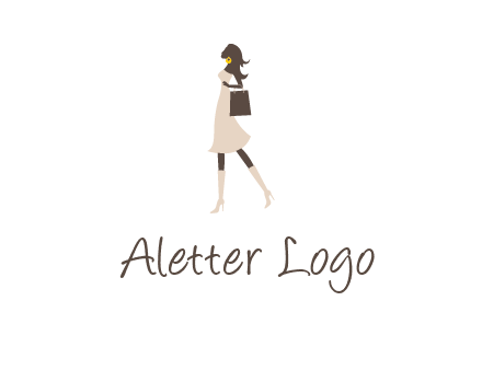 woman with purse and thigh high boots logo