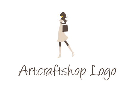 woman with purse and thigh high boots logo