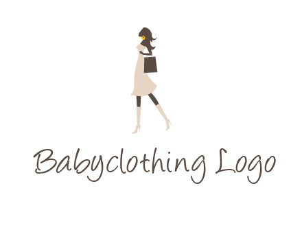 woman with purse and thigh high boots logo