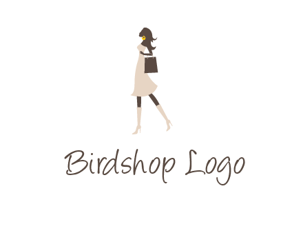 woman with purse and thigh high boots logo