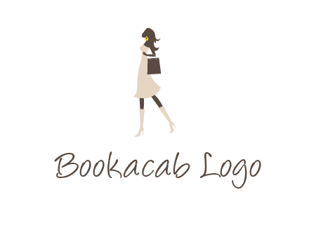 woman with purse and thigh high boots logo