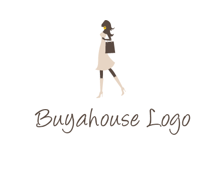 woman with purse and thigh high boots logo