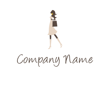 woman with purse and thigh high boots logo