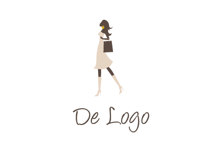 woman with purse and thigh high boots logo