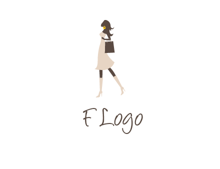 woman with purse and thigh high boots logo