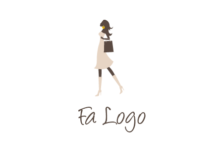 woman with purse and thigh high boots logo