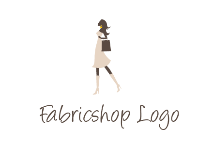 woman with purse and thigh high boots logo