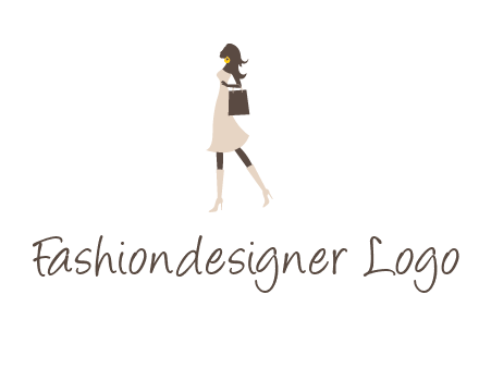 woman with purse and thigh high boots logo