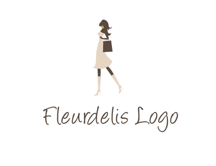 woman with purse and thigh high boots logo