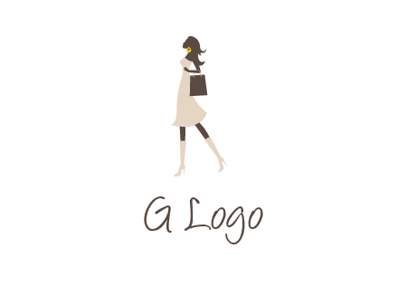 woman with purse and thigh high boots logo