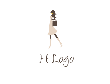 woman with purse and thigh high boots logo