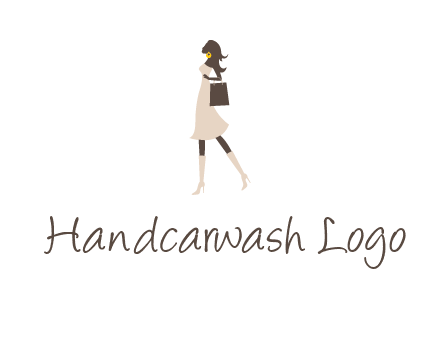 woman with purse and thigh high boots logo