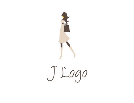 woman with purse and thigh high boots logo