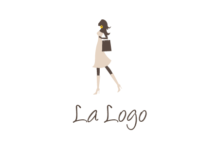 woman with purse and thigh high boots logo