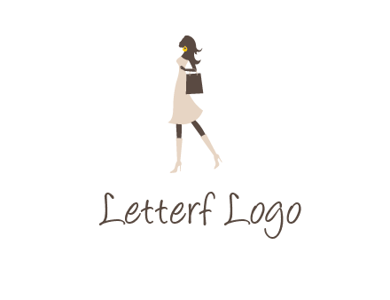 woman with purse and thigh high boots logo