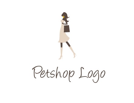 woman with purse and thigh high boots logo