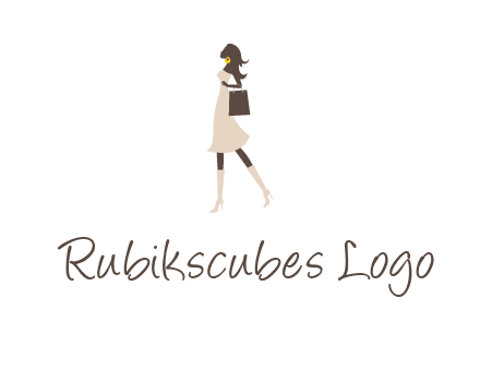 woman with purse and thigh high boots logo