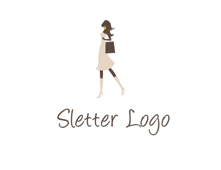 woman with purse and thigh high boots logo