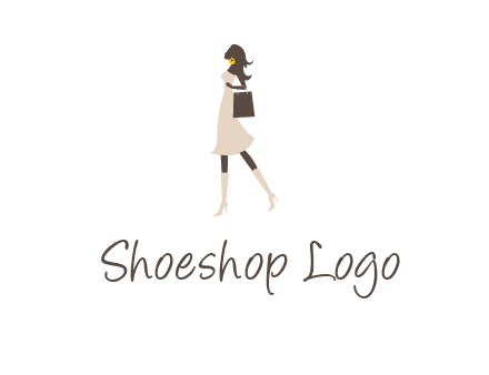 woman with purse and thigh high boots logo