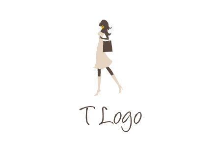 woman with purse and thigh high boots logo