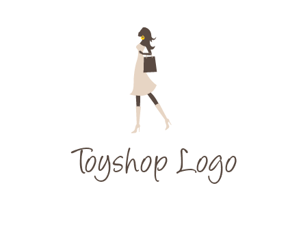 woman with purse and thigh high boots logo