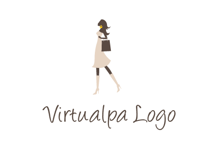 woman with purse and thigh high boots logo