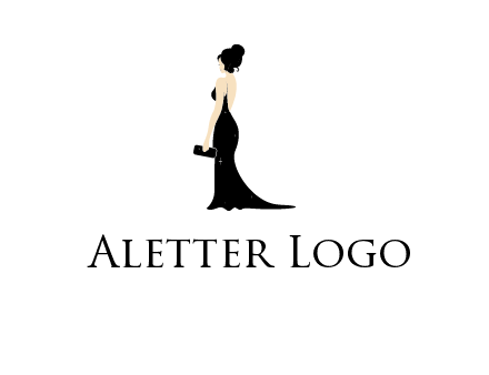 woman in backless dress logo