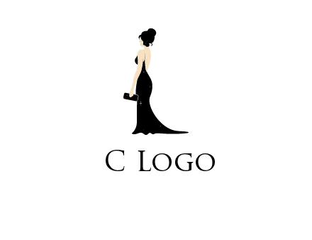 woman in backless dress logo