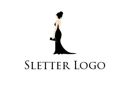 woman in backless dress logo