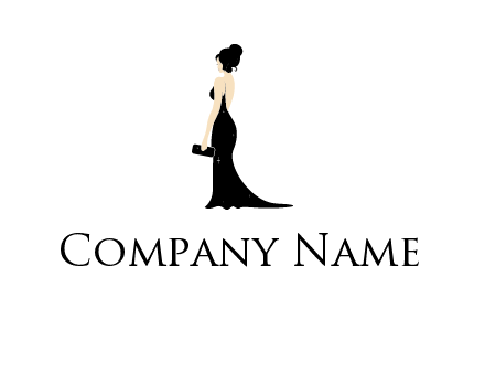 woman in backless dress logo