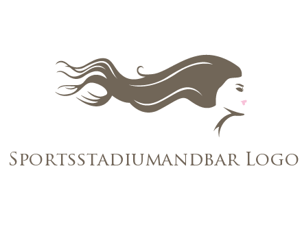 woman with long hair flowing logo