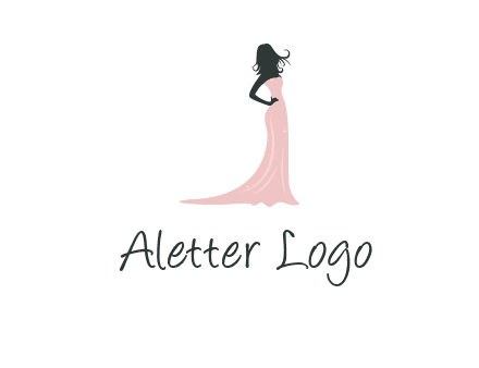 woman posing in strapless dress logo