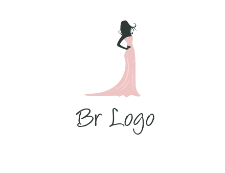 woman posing in strapless dress logo