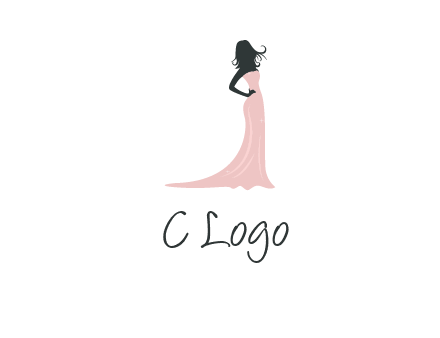 woman posing in strapless dress logo