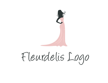 woman posing in strapless dress logo