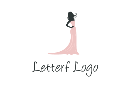 woman posing in strapless dress logo