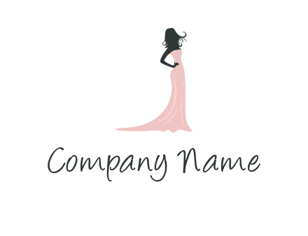 woman posing in strapless dress logo