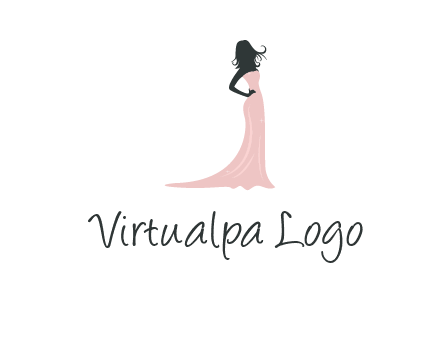 woman posing in strapless dress logo